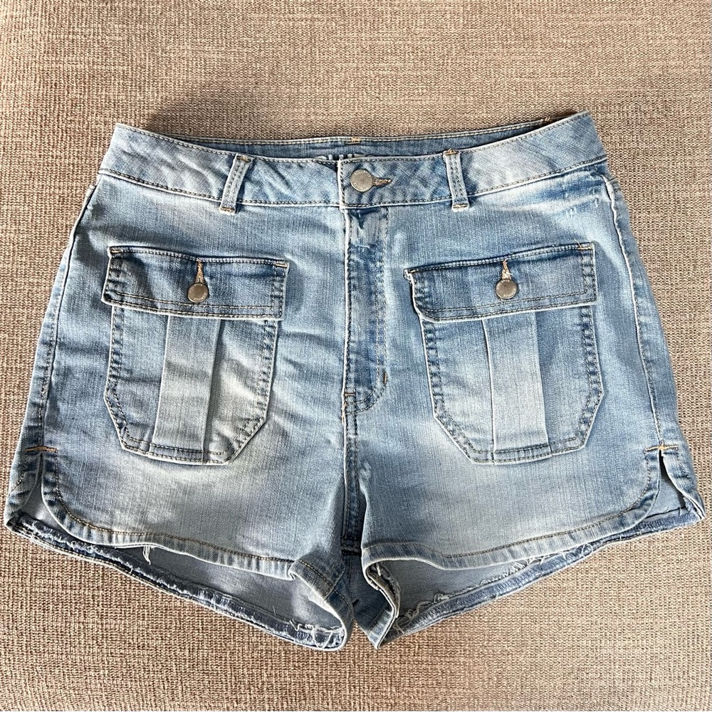Blue Spice High Waist Front Pocket Denim Shorts